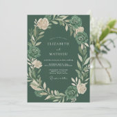Invitation Mariage Fleur d'Émeraude Profonde (Debout devant)