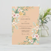 Invitation Mariage Fleur des Champs Abricot (Debout devant)