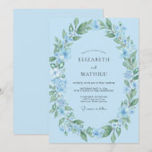 Invitation Mariage Fleur des Champs Azur (Devant / Derrière)