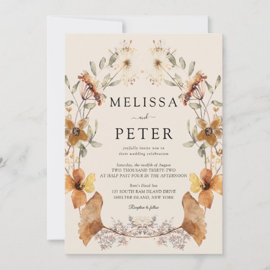 Invitation Mariage Fleur des Champs Brun (Devant)