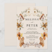 Invitation Mariage Fleur des Champs Brun (Devant / Derrière)