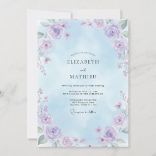 Invitation Mariage Fleur des Champs Lilas Céleste
