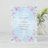 Invitation Mariage Fleur des Champs Lilas Céleste (Debout devant)