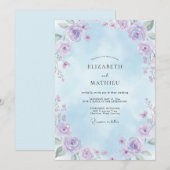 Invitation Mariage Fleur des Champs Lilas Céleste (Devant / Derrière)