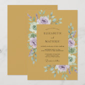 Invitation Mariage Fleur d'Éther Lavande Moutarde (Devant / Derrière)