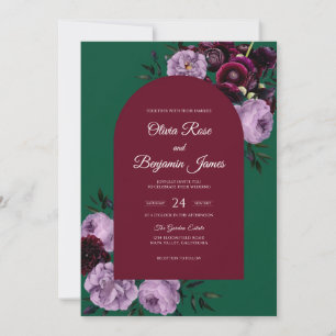 Invitation Mariage Fleur d'Eucalyptus de Bourgogne Émeraude