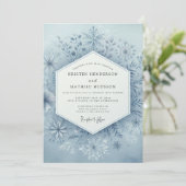 Invitation Mariage Fleur d'Hiver Bleu Ardoise (Debout devant)