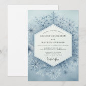 Invitation Mariage Fleur d'Hiver Bleu Ardoise (Devant / Derrière)