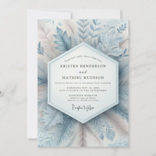 Invitation Mariage Fleur d'Hiver Bleu Poussiéreux