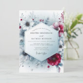 Invitation Mariage Fleur d'Hiver Bourguignon Profond (Debout devant)