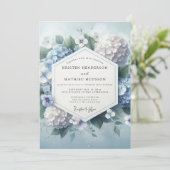 Invitation Mariage Fleur d'Hydrangea Bleu Poussiéreux (Debout devant)