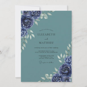 Invitation Mariage Fleur d'Indigo Ardoise