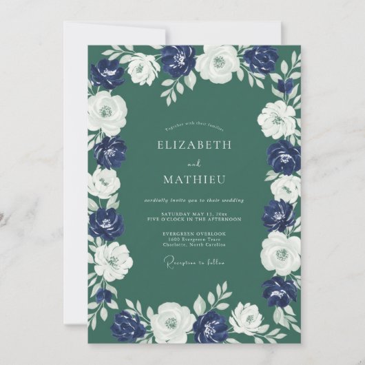 Invitation Mariage Fleur d'Indigo de la Forêt (Devant)