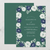 Invitation Mariage Fleur d'Indigo de la Forêt (Devant / Derrière)