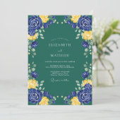 Invitation Mariage Fleur d'Indigo Moutarde (Debout devant)