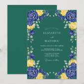 Invitation Mariage Fleur d'Indigo Moutarde (Devant / Derrière)