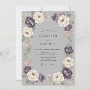 Invitation Mariage Fleur d'Ivoire et Améthyste