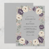 Invitation Mariage Fleur d'Ivoire et Améthyste (Devant / Derrière)