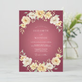 Invitation Mariage Fleur d'Ivory prune (Debout devant)
