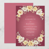 Invitation Mariage Fleur d'Ivory prune (Devant / Derrière)