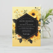 Invitation Mariage Fleur d'Obsidienne Jaune (Debout devant)