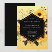 Invitation Mariage Fleur d'Obsidienne Jaune (Devant / Derrière)