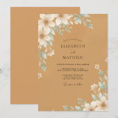 Invitation Mariage Fleur d'Ocre Aqua (Devant / Derrière)