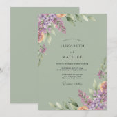 Invitation Mariage Fleur d'Olivier Améthyste (Devant / Derrière)