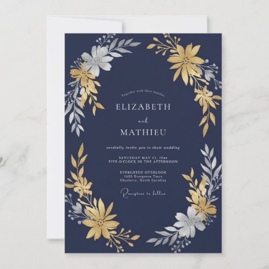 Invitation Mariage Fleur d'Or de Minuit (Devant)