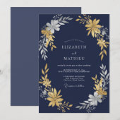 Invitation Mariage Fleur d'Or de Minuit (Devant / Derrière)