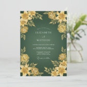 Invitation Mariage Fleur d'Or Émeraude (Debout devant)
