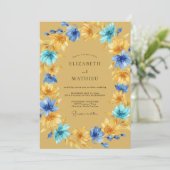 Invitation Mariage Fleur d'Or Moutarde Azur (Debout devant)