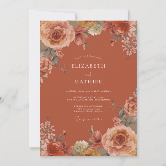 Invitation Mariage Fleur d'Orange Brûlée (Devant)