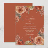 Invitation Mariage Fleur d'Orange Brûlée (Devant / Derrière)
