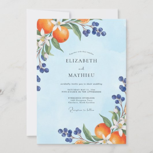 Invitation Mariage Fleur d'Orange Citron Brûlé (Devant)