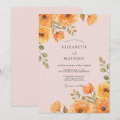 Invitation Mariage Fleur d'Oranger Ambrée (Devant / Derrière)