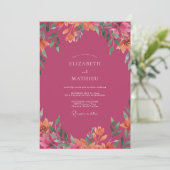 Invitation Mariage Fleur d'Oranger Magenta (Debout devant)
