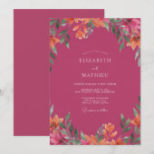 Invitation Mariage Fleur d'Oranger Magenta (Devant / Derrière)