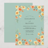 Invitation Mariage Fleur d'Oranger Mousse de Mer (Devant / Derrière)