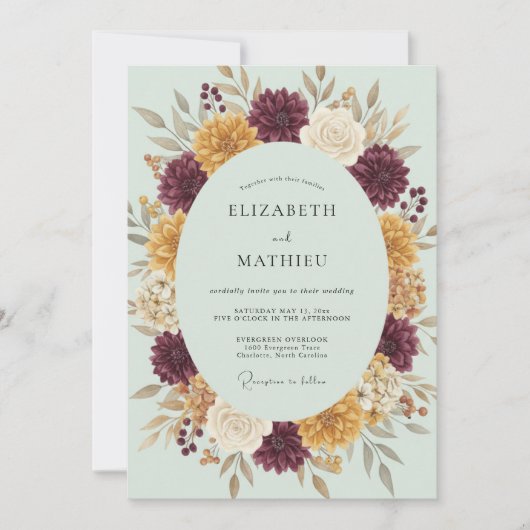 Invitation Mariage Fleur Dorée de Bourgogne (Devant)