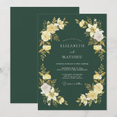 Invitation Mariage Fleur Dorée Verte Forêt (Devant / Derrière)