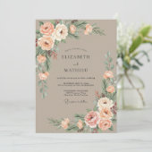 Invitation Mariage Fleur Douce Corail (Debout devant)
