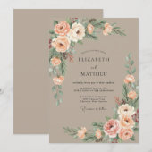 Invitation Mariage Fleur Douce Corail (Devant / Derrière)