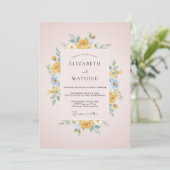 Invitation Mariage Fleur Douce Jaune (Debout devant)