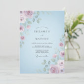 Invitation Mariage Fleur Douce Pervenche (Debout devant)