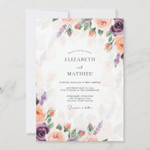 Invitation Mariage Fleur Douce Pourpre