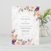 Invitation Mariage Fleur Douce Pourpre (Debout devant)