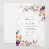 Invitation Mariage Fleur Douce Pourpre (Devant / Derrière)