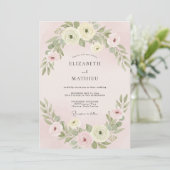 Invitation Mariage Fleur Douce Rose (Debout devant)