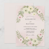 Invitation Mariage Fleur Douce Rose (Devant / Derrière)